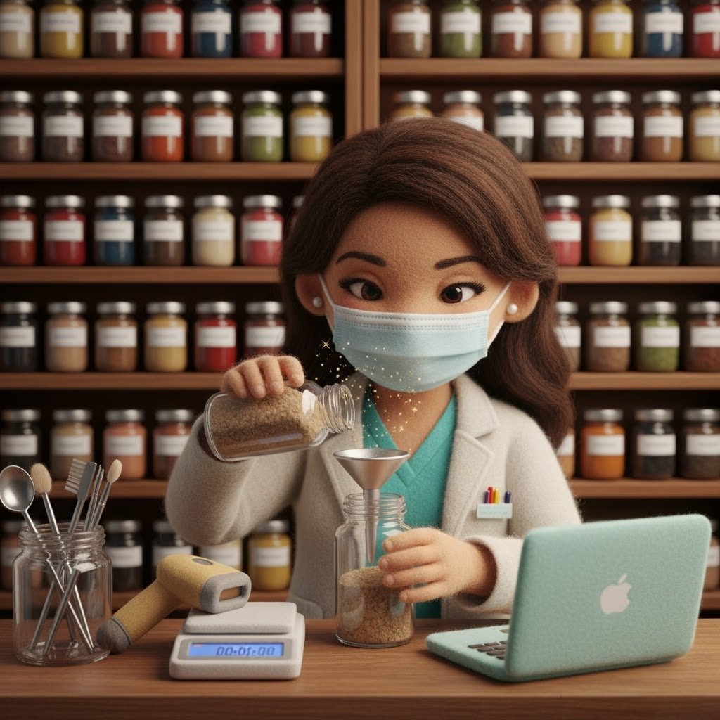 Custom herbal formulation interface with precision dosing controls